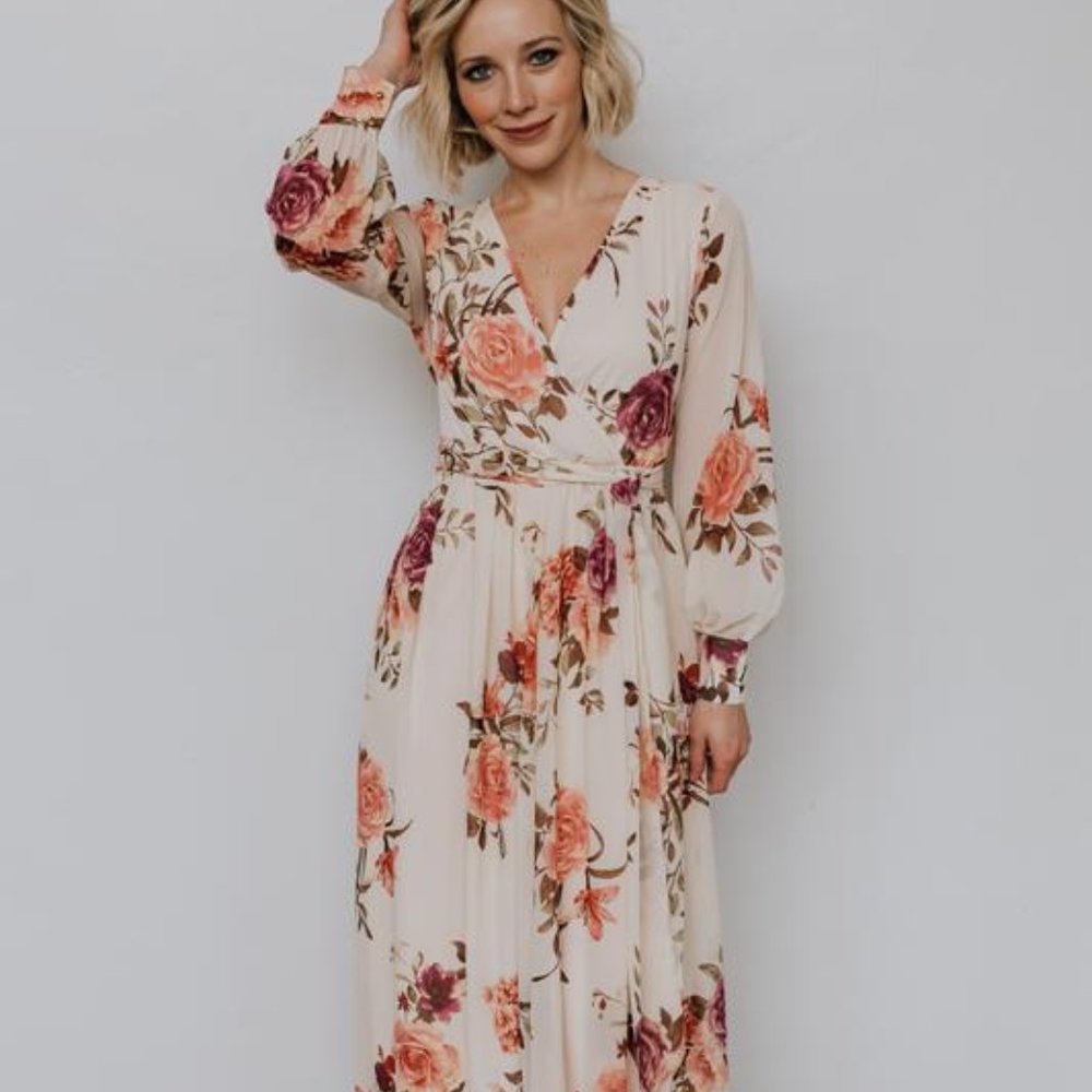Lydia Ivory Floral Maxi Dress